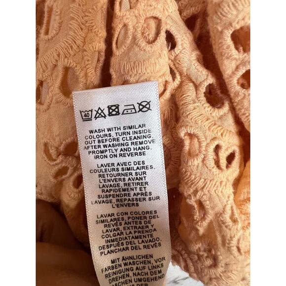 ASOS Top Size 2 Peach Eyelet Big Button Accents Stylish Chic - Picture 3 of 7